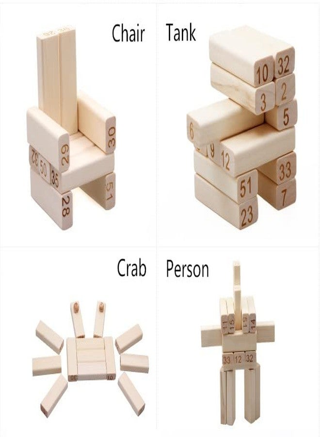 PULSBERY Timber Tower Wooden Block for Kids 54 Pieces Numbered Classic Stacking Game with 2 Dices Giant Wooden Toppling, and Tumbling Game for Children - Image 2